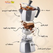 تصویر موکاپات آلمینیومی 6 کاپ بزرگ (moka pot)