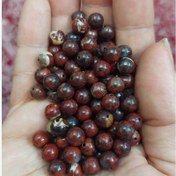 تصویر مهره جاسپر قرمز سایز 6 جاسپر سرخ سنگ اصل درجه یک دو طرف سوراخ دار سنگ طبیعی 
