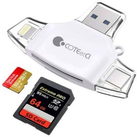 تصویر کارت خوان چند سر کوتتسی Coteetci 4IN1 CARD READER(SD/TF) CS5132-BK Coteetci 4IN1 CARD READER(SD/TF) CS5132-BK CS5132-WH