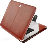 تصویر Flausen Compatible with HP Envy x360, 15.6inch 15-ew0022TX Laptop, PU Leather Case Portfolio Protective Cover Sleeve, Brown 