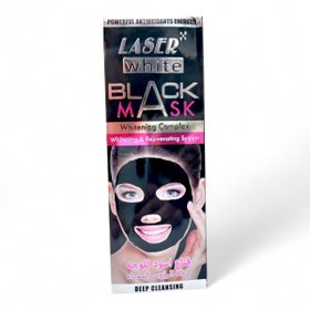 تصویر ماسک صورت بلک سفید کننده و جوان کننده لیزر وایت حجم 100 میل LASER WHITE BLACK MASK 100ML