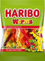 تصویر پاستیل هاریبو مدل کرمی (Haribo Worms) 80 گرمی - طعمی میوه‌ای و جذاب برای کودکان و بزرگسالان 