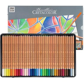 تصویر مداد پاستل گچی 36 رنگ کرتاکالر جعبه فلز Cretacolor 36 Color Pastel Pencils