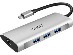 تصویر هاب تایپ سی 6 پورت ویوو WiWU Alpha 631STR Portable Multiport Type-C Hub 6 in 1 Laptop Adapter 