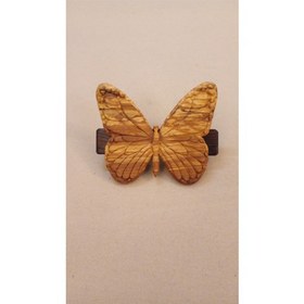 تصویر گلسر چوبی معرق منبت طرح پروانه با گیره فرانسوی سایز 12 سانتیمتر 