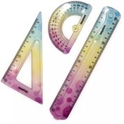 تصویر ست گونیا نقاله و خط‌ کش ژله ای کهکشانی 