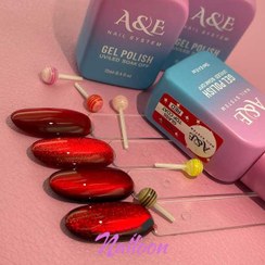 تصویر تاپ کات آبنباتی قرمز پررنگ + آیس ژل سوپر نقره ای (Glass top coat-A&E) 