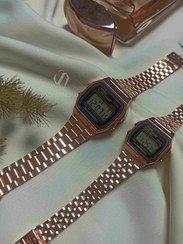 تصویر ساعت کاسیو رزگلد صفحه مشکی 