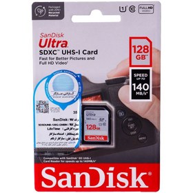 تصویر کارت حافظه سندیسک Sandisk SD 128GB 140mb/s Ultra Sandisk SD 128GB 140mb/s Ultra