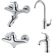 تصویر شیر کی آی جی - KIG - مدل آنجل - کروم / ست 4 تیکه KIG FAUCET - ANGEL MODEL