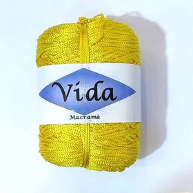 تصویر نخ مکرومه دو سوزنه جنس پلی استر رنگ زرد 