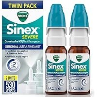 تصویر اسپری بینی Vicks Sinex SEVERE، مه فوق العاده ریز اصلی، داروی ضد احتقان، تسکین گرفتگی بینی به دلیل سرماخوردگی یا آلرژی، و احتقان بینی، کاهش فشار سینوسی، 265 اسپری x 2 Vicks Sinex SEVERE Nasal Spray, Original Ultra Fine Mist, Decongestant Medicine, Relief from Stuffy Nose due to Cold or Allergy, & Nasal Congestion, Sinus Pressure Relief, 265 Sprays x 2