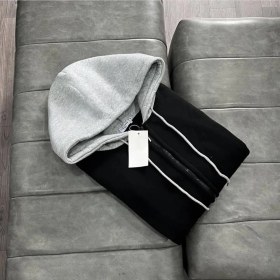 تصویر هودی زنانه کلاه دار طوسی جنس دورس کرکی سایز فری 