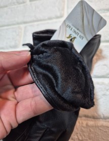 تصویر دستکش چرم زنانه مشکی