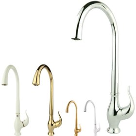 تصویر شیر اهرمی ظرفشویی کروم راسان مدل اکتاو RASSAN Chrome Oktav Sink Mixer