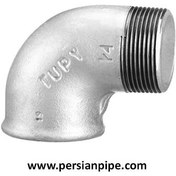 تصویر زانو چپقی 90 درجه گالوانیزه دنده ای سایز 2 اینچ توپی برزیل زانو چپقی 90 درجه رزوه ای گالوانیزه نمره 6 سایز 2 اینچ ELBOW 90 DEG TUPY