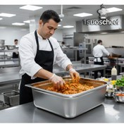 تصویر لگن بن‌ماری استیل سایز دو یکم (2/1) | خرید ظرف نگهداری عمده غذای رستورانی بنماری دو یکم بن ماری 2/1 استیل