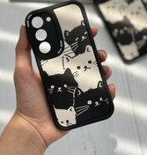 تصویر قاب موبایل شیائومی گربه های کیوت سیاه و سفید محافظ لنزدار 