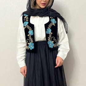 تصویر جلیقه گل آبی 