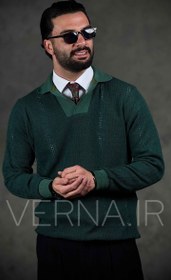 تصویر ژاکت مردانه بافت یقه ایتالیایی زارا 