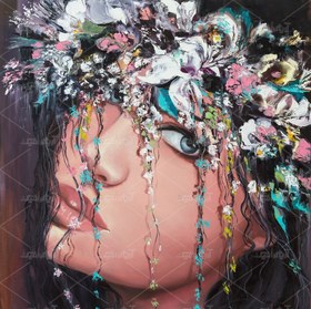 تصویر عکس با کیفیت چهره خانم با تاج گل 