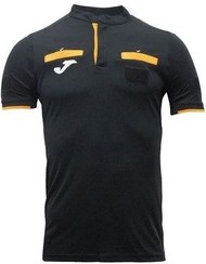 تصویر پیراهن ورزشی مشکی مردانه و زنانه بازوی کوتاه جرسی داور سیاه سفید Joma 