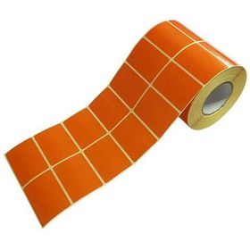 تصویر لیبل نارنجی PVC اندازه 51*34 