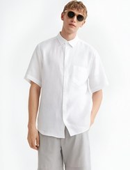 تصویر پیراهن لینن آستین کوتاه مردانه برند اچ اند ام H&M 
