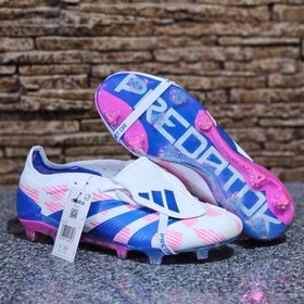 تصویر کفش فوتبال آدیداس پریدیتور سفید و ارغوانی (بلینگهام) Adidas Predator Elite Foldover Tongue FG 