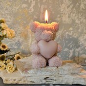 تصویر قالب سیلیکونی تدی گل گلی و قلب به دست 