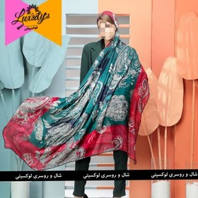 تصویر روسری گارزا ترمه حاشیه دور دست دوز کیفیت عالی قواره 140 طرح شماره 1 