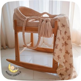 تصویر گهواره (کریر تریکو) نوزادی مدل نیمه سایبان همراه‌ با تشک و بالشت Semi-canopy baby crib (carrier tricot) with mattress and pillow