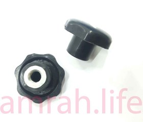 تصویر مهره خروسکی فلکه ای 10 هفت پر قطر دسته پلاستیکی 45 mm 