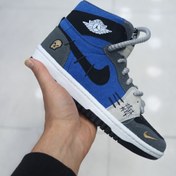 تصویر کتونی نایک وودو ساق دار آبی طوسی مشکی 