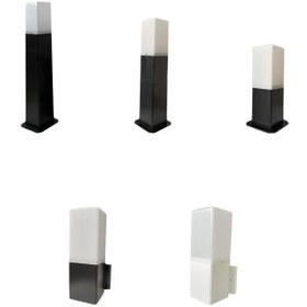 تصویر چراغ های حیاطی مدل روبیکا - مشکی سفید / دیواری ارتفاع30 