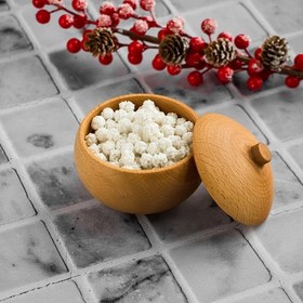 تصویر قندان چوبی کروی نیم وود - کوچک (8×9×9) / چوب sugar bowl