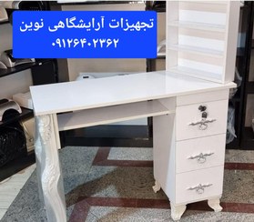 تصویر میزناخن چوبی به همراه استند لاک طول یک متردررنگ بندی سفید ومشکی 8