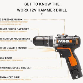 تصویر دریل شارژی لوازم دار ورکس WORX آلمان مدل WX129.5 