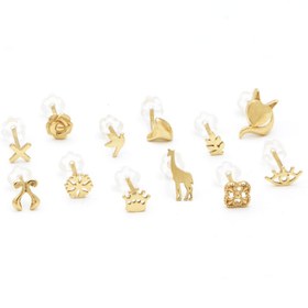 تصویر پیرسینگ طلا طرح دار 