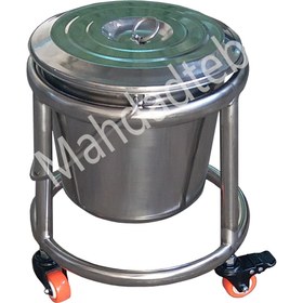 تصویر سطل استیل اتاق عمل چرخدار - کدMHT211 - قطر 35 و ارتفاع کلی 50 سانتیمتر Stainless steel operating room bucket