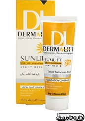 تصویر کرم ضد آفتاب رنگی درمالیفت مناسب پوست خشک و معمولی | بژ طبیعی 2 Sunscreen for dry and normal skin, natural beige 2 dermalift