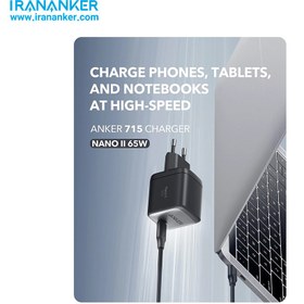 تصویر شارژر دیواری انکر مدل A2663 با توان خروجی 65 وات Anker A2663 Nano II Type-C 65W Wall Charger