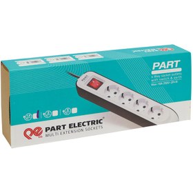 تصویر چهار خانه پارت الکتریک ارت دار با کلید و کابل 1.8 متری part 8757 4 port ert 1.8m key power connector