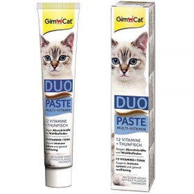 تصویر خمیر مالت و مولتی ویتامین گربه جیم کت طعم ماهی تن 50 گرم GIMCAT duo paste multivitamin with tuna 50gr