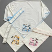 تصویر سیسمونی نوزاد قنداق و بند قنداق نوزاد سفید اعلا - طوسی 