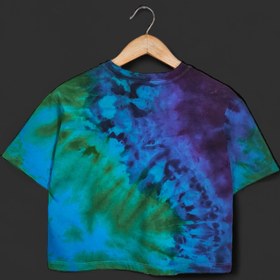 تصویر کراپ تای دای ( شیبوری ) ابر و بادی آبی-بنفش Blue & Purple Tie Dye Crop Top