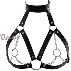 تصویر هارنس فانتزی سینه چرم مصنوعی قابل استفاده روی لباس زنانه اورجینال وارداتی کد M389 Harness