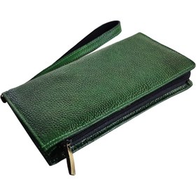 تصویر کیف پول و مدارک و موبایل دستی چرم طبیعی کد ۵۱۰ - مشکی Natural leather wallet, documents and mobile phone code 510