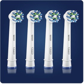 تصویر سرهای برس جایگزین چهار تکه مدل کراس اکشن سفید برند oral-b 4-Piece Cross Action Replacement Brush Heads White