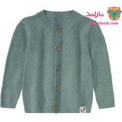 تصویر ژاکت بافت نوزادی لوپیلو جلو دکمه سبز سدری 